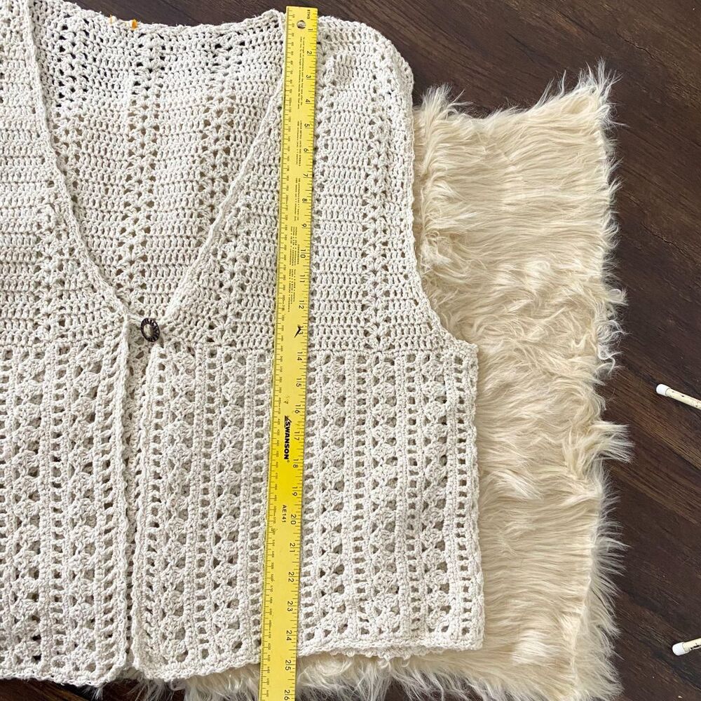 BOHO inspired Cream Crochet Openwork Knit Vest- may be hand made - Picture 9 of 16